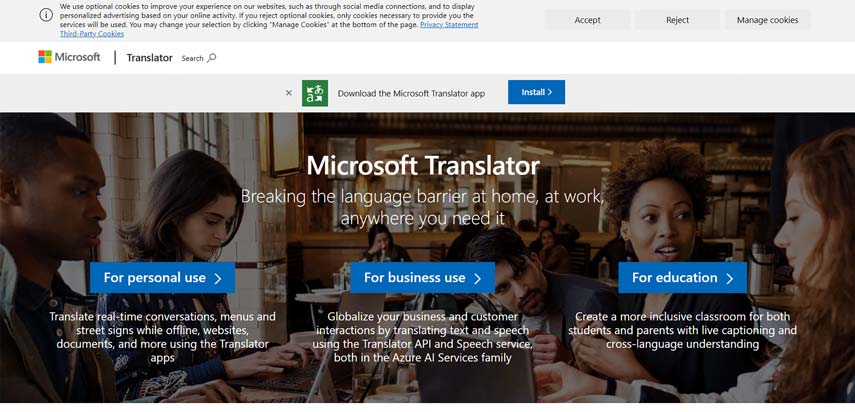 ترجمه صوتی مایکروسافت ترنسلیتور (Microsoft Translator)